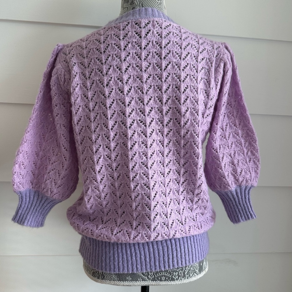 FRNCH Lilly Pointelle Cardigan in Lilac size M - Picture 5 of 9